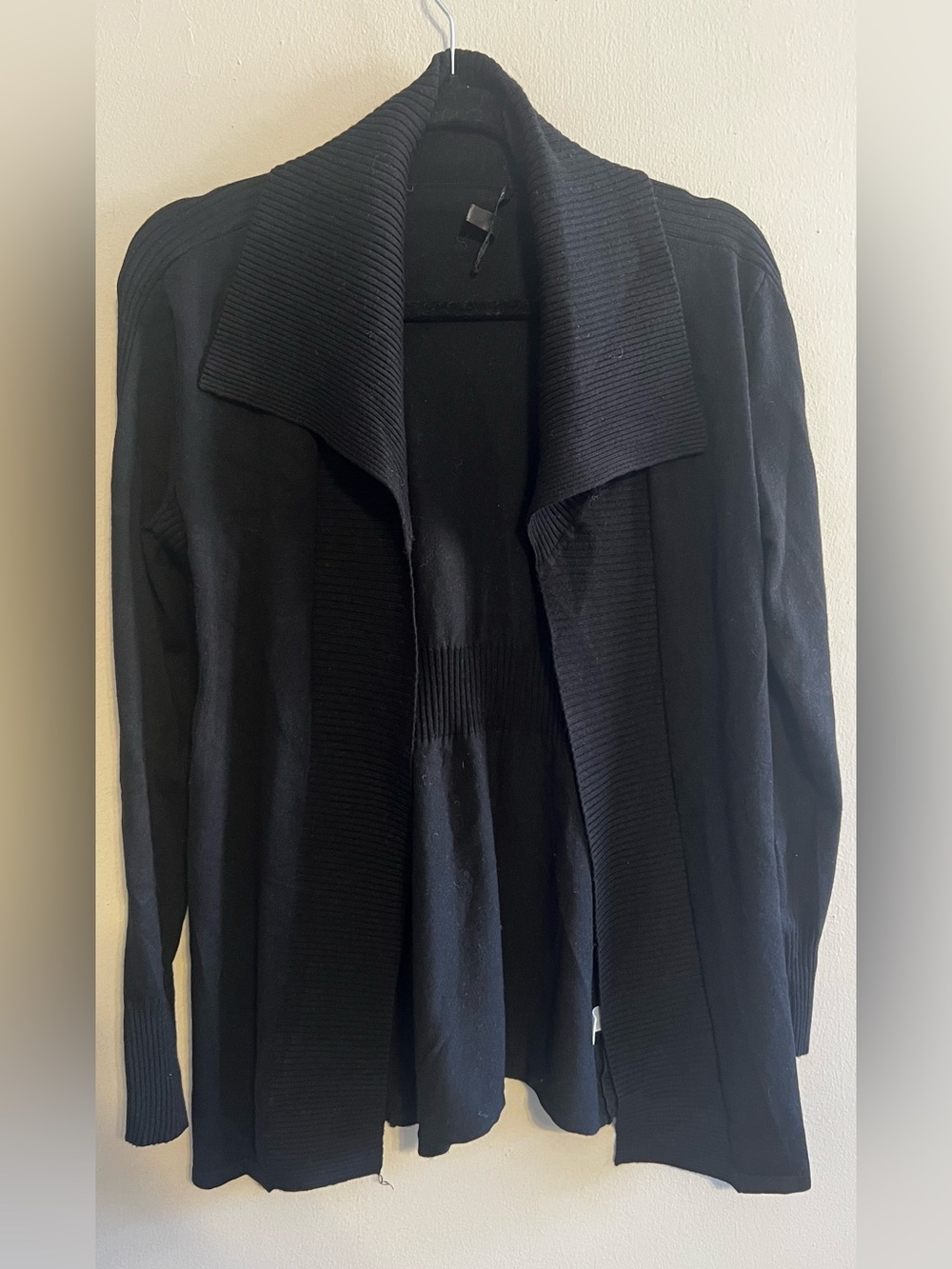 Cable & Gauge Black Open-Front Knit Cardigan Jacket Womens Small